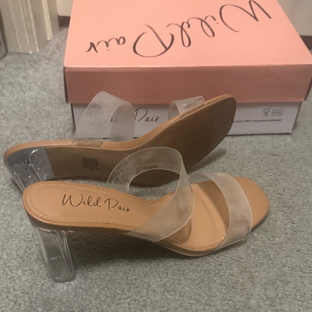 Wild Pair Clear Strap Heels with Nude Footbed